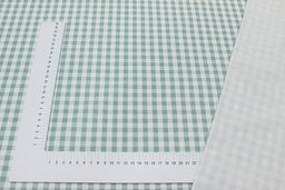 Теплый хлопок Клетка (0.7*0.7см) цв.мятная дымка/белый, ш.1.48м, хлопок-100%, 160гр/м.кв - Купава фото 4