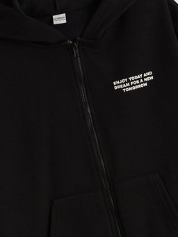 Kap??onlu Erkek ?ocuk Fermuarl? Sweatshirt