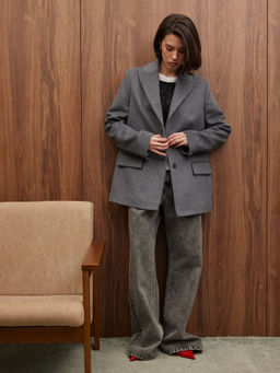 Пальто укороченное из смесовой шерсти Графит женское