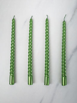 Свеча стержень 4 штуки 25 см витая глянец / LY-153 /уп 144/ зеленая - ГалеонТрейд фото 3