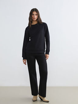 Bisiklet Yaka Kad?n Kal?n Sweatshirt