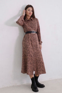 11007 Платье-рубашка удлинённое кофейно-чёрное - Martichelli фото 7