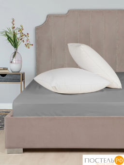 Простыня на резинке Dome ЛОРЕНО хлопок-сатин сер.