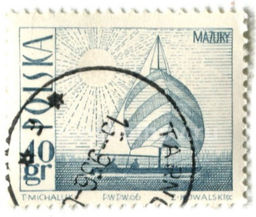Марка Парусный корабль 1966 год Польша