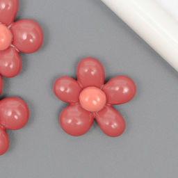 Цена за 10 шт. Декор для творчества пластик Цветок розовый со светло-розовым, 2.8?3?1 см