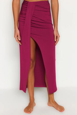 Bordo Dokuma Maxi Plaj Etek TBESS23ET00021