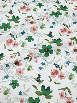 Сатин Садовые цветочки цв.зеленый, ш.1.63м, хлопок-100%, 120гр/м.кв