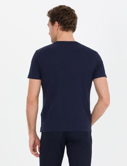 Темно-синяя футболка узкого кроя с круглым вырезом - Cacharel фото 11