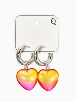 Серьги со съёмным элементом "Сердце", цвет жёлто-розовый в серебре