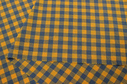 Вареный (стираный) хлопок Клетка (1.0*1.0см) цв.лазурно-серый/охра, ш.2.5м, хл-100%, 125гр/м.кв - Купава фото 4