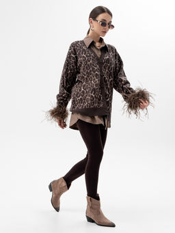 леггинсы из хлопка с добавлением лайкры,темно-коричневые - Binita фото 3