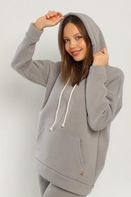 Джемпер Футер 3-х нитка начес  303L17 серый  худи толстовка - Solo mio фото 5