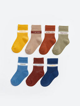 Bask?l? Erkek Bebek Soket ?orap 7li