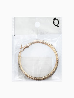 Серьги-кольца со стразами d=5,5см, цвет белый в золоте