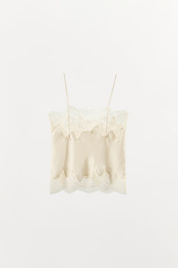 TOP LENCERO SATINADO ENCAJE / Crudo - Zara фото 8