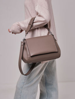 Сумка кожаная сэтчел Deboro 30923 тауп