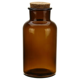 Бутылка для настоек стеклянная "Травы" 0,55л, h16,3см, д8см, пробка-дерево, широкое горло-4,5см, дымчатый (Китай)