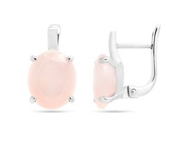 Серьги из серебра розовый кварц, Ю-200М43
