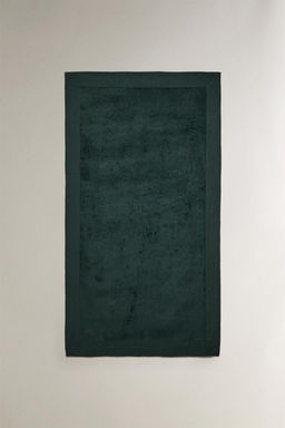 COTTON BEACH TOWEL WITH LINEN BORDER