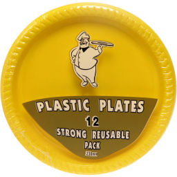 Цена за 2 шт. Тарелка пластиковая 23см в наборе 12шт желтая