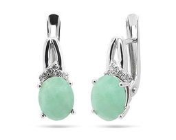 Серьги из серебра изумруд, SL-RIC14