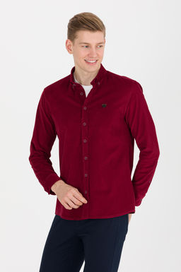 U. S. Polo Assn Мужская рубашка с длинным рукавом вишневого цвета