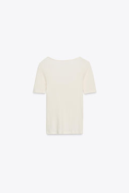 RIBBED LACE T-SHIRT - Zara фото 7