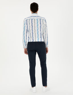 Темно-синие брюки узкого кроя из плотной ткани - Cacharel фото 4