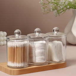 Органайзер для ватных палочек и дисков, с крышкой, 3 секции, 29×7×7 см, прозрачный