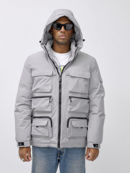 Куртка спортивная мужская зимняя с капюшоном светло-серого цвета 3222SS - Wonderrman фото 7