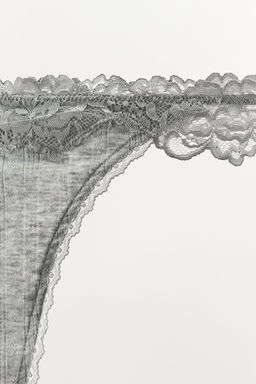 TANGA POINTELLE ENCAJE / Gris