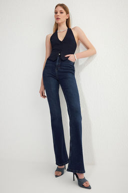 TRENDYOLMILLA Koyu Mavi Yuksek Bel Flare Jeans TWOSS25JE00109  фото 2