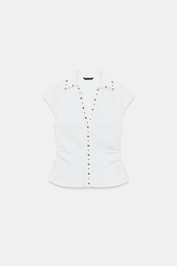 TOP POPEL?N TACHAS / Blanco - Zara фото 4