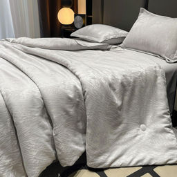 Одеяло Mency Сатин Люкс с простыней и наволочками СЕРЫЙ POMENSL01