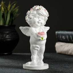 Фигурка гипс Ангелочек с розочкой, 15?7.5?7.5 см