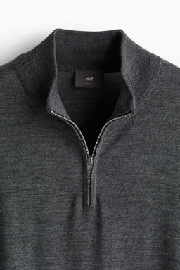 Jersey en lana merino con cremallera Slim Fit - H&m фото 7