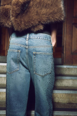 RELAXED FIT TRF DIAMANTE MID-WAIST JEANS - Zara фото 5