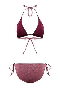 Bordo Simli Ucgen Kapl? Aksesuarl? Normal Bel Regular Bikini Tak?m? TBESS26BT00053 - Trendyolmilla фото 2