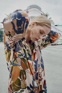 PRINTED SATIN BLOUSE - Zara фото 3