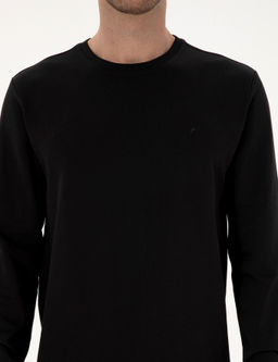 Siyah Regular Fit Sweatshirt - Cacharel фото 6