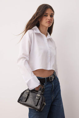 Siyah Kontrast Dikisli Kad?n Bowling Kucuk Mini City El Ve Omuz Canta TAKAW26OC00015