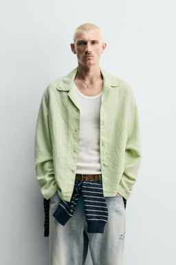 CAMISA FLUIDA RELAXED FIT EFECTO IRREGULAR / verde lavado - Zara фото 2
