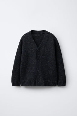 BUTTON-UP WOOL BLEND CARDIGAN