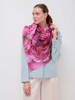 Большой, красивый двусторонний платок с рисунком в стиле арт-декои необычной текстурой ткани - Tantino фото 3