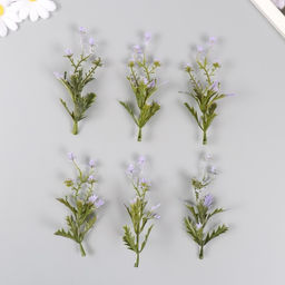 Искусственное растение для творчества «Цветы с острыми листьями», набор 6 шт., сирень, 11.5 см