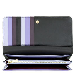 Итальянский женский кожаный кошелек DuDu серии Canarie | черно-лавандовый - Dudubags фото 4