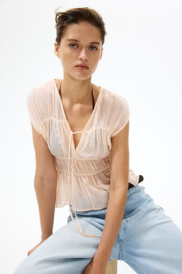 Blusa de algod?n con frunces - H&m фото 4