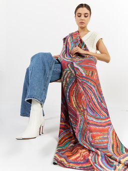 Большой, мягкий, тонкий и очень нежный двусторонний палантин с рисунком - Tantino фото 4