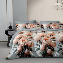 Постельное белье поплин люкс - Пионы Евро (нав.70х70)