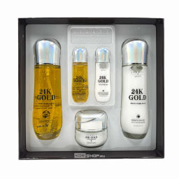 Омолаживающий набор с золотом (тонер + эмульсия + крем) 3SET Signature 24K Gold Essential Skin Care Jigott, Корея Акция
